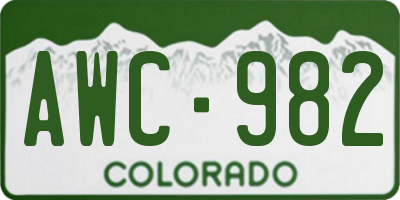 CO license plate AWC982