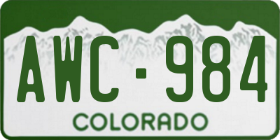 CO license plate AWC984