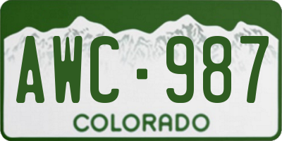 CO license plate AWC987