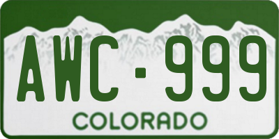 CO license plate AWC999