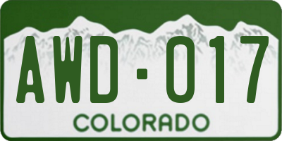 CO license plate AWD017