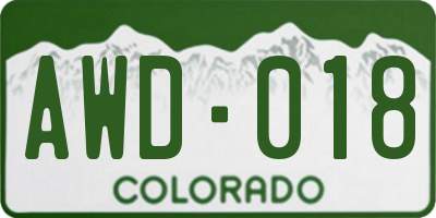CO license plate AWD018