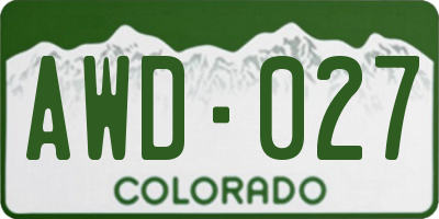CO license plate AWD027