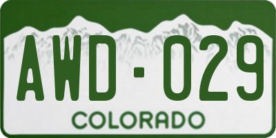 CO license plate AWD029
