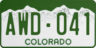 CO license plate AWD041