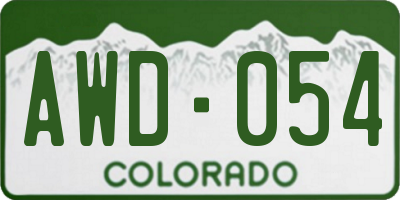 CO license plate AWD054