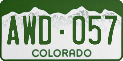 CO license plate AWD057
