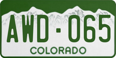 CO license plate AWD065