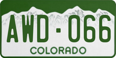 CO license plate AWD066