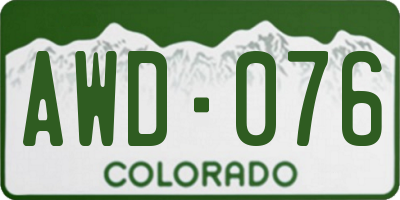 CO license plate AWD076