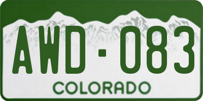CO license plate AWD083