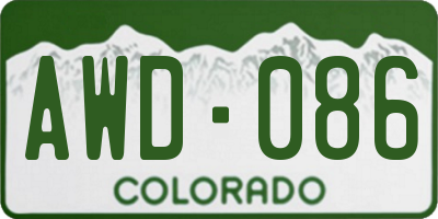 CO license plate AWD086