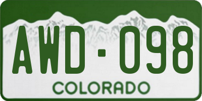 CO license plate AWD098