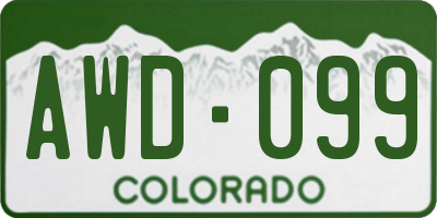 CO license plate AWD099