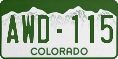 CO license plate AWD115