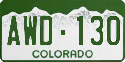 CO license plate AWD130
