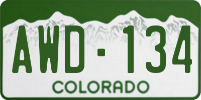 CO license plate AWD134