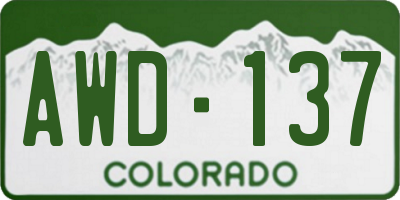 CO license plate AWD137