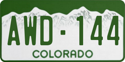 CO license plate AWD144