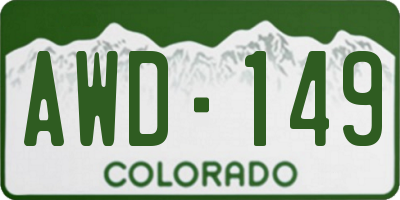 CO license plate AWD149