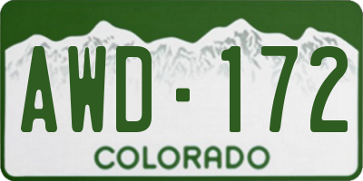 CO license plate AWD172