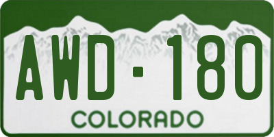 CO license plate AWD180