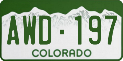 CO license plate AWD197