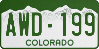 CO license plate AWD199