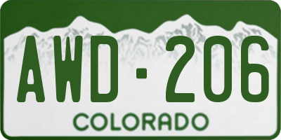 CO license plate AWD206
