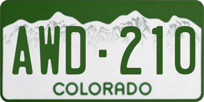 CO license plate AWD210