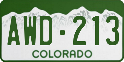 CO license plate AWD213