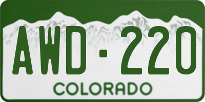CO license plate AWD220