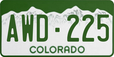 CO license plate AWD225