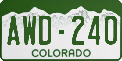 CO license plate AWD240