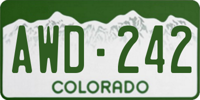 CO license plate AWD242