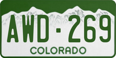 CO license plate AWD269