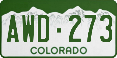 CO license plate AWD273