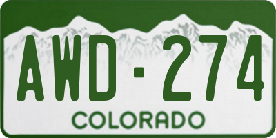 CO license plate AWD274