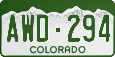CO license plate AWD294