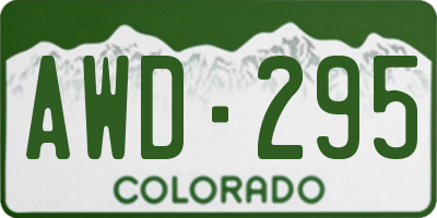 CO license plate AWD295
