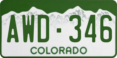CO license plate AWD346