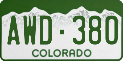 CO license plate AWD380
