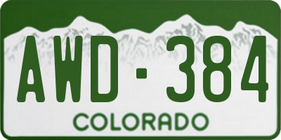 CO license plate AWD384