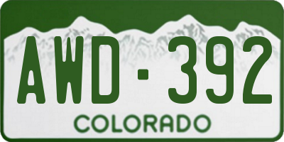 CO license plate AWD392