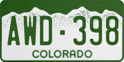CO license plate AWD398