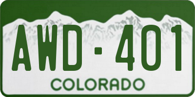 CO license plate AWD401