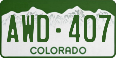 CO license plate AWD407