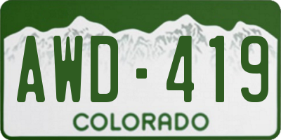CO license plate AWD419