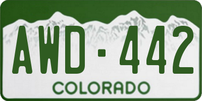 CO license plate AWD442