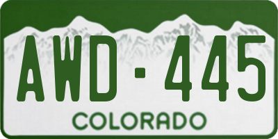CO license plate AWD445